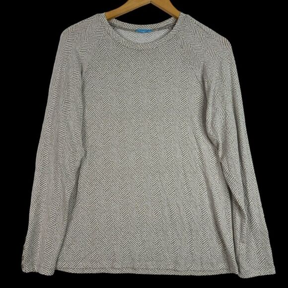 J. McLaughlin Jana Womens Top Large Beige Long Sleeve Geometric Knit Crew Neck‎ - Picture 2 of 10